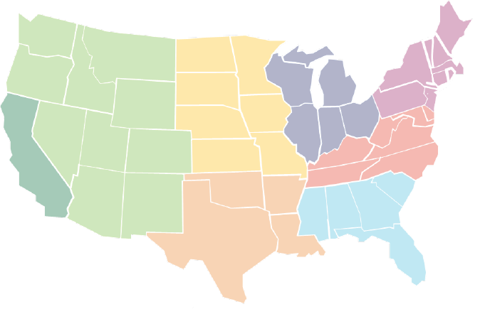 Map of the United States.
